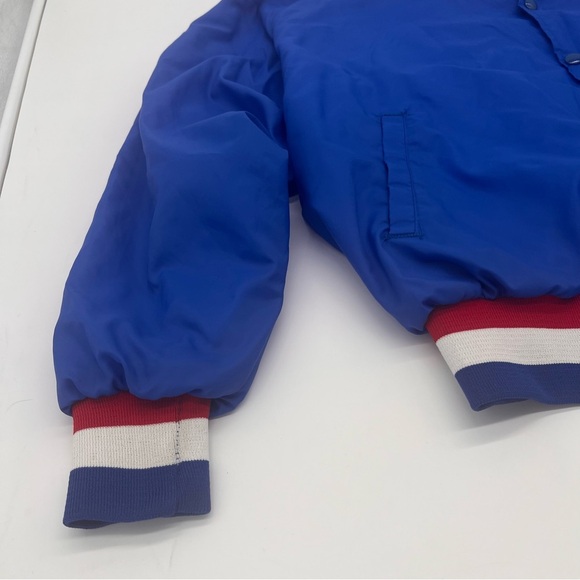 Vintage Bud Light Satin Bomber Jacket XL Blue USA Snap Front 80s Beer Promo - Picture 4 of 13